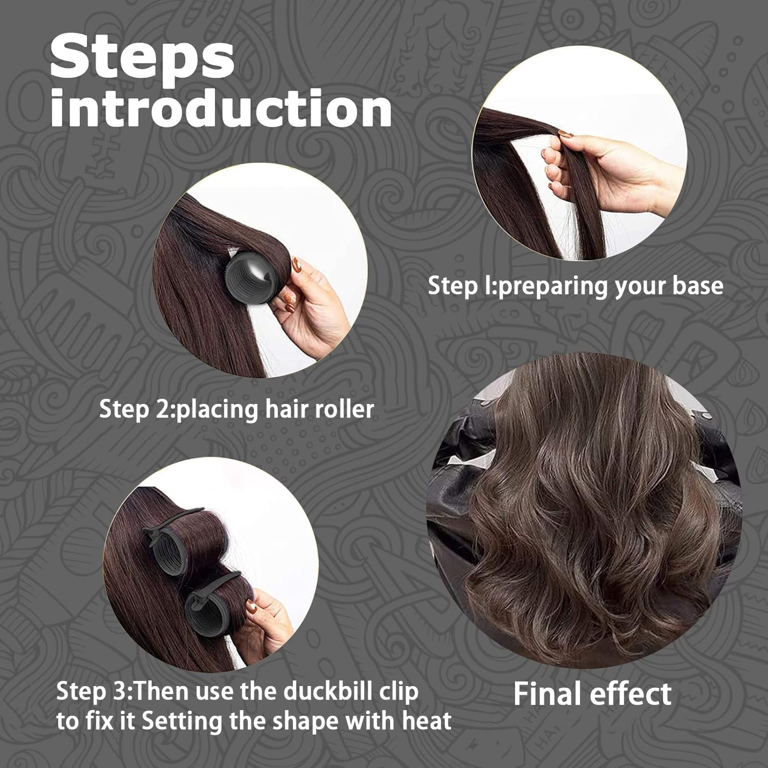 Elonsey Heatless Hair Rollers 13 PCS – 8 Large 9cm Curlers, 3 Duckbill Clips, Comb & Braiding Tool for Long, Short, Fine Hair & Bangs – No-Heat Styling for Volume, Curls & Natural Waves