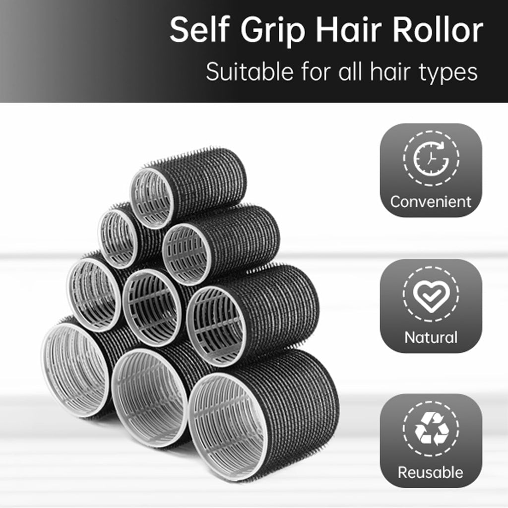 Elonsey Heatless Hair Rollers 13 PCS – 8 Large 9cm Curlers, 3 Duckbill Clips, Comb & Braiding Tool for Long, Short, Fine Hair & Bangs – No-Heat Styling for Volume, Curls & Natural Waves