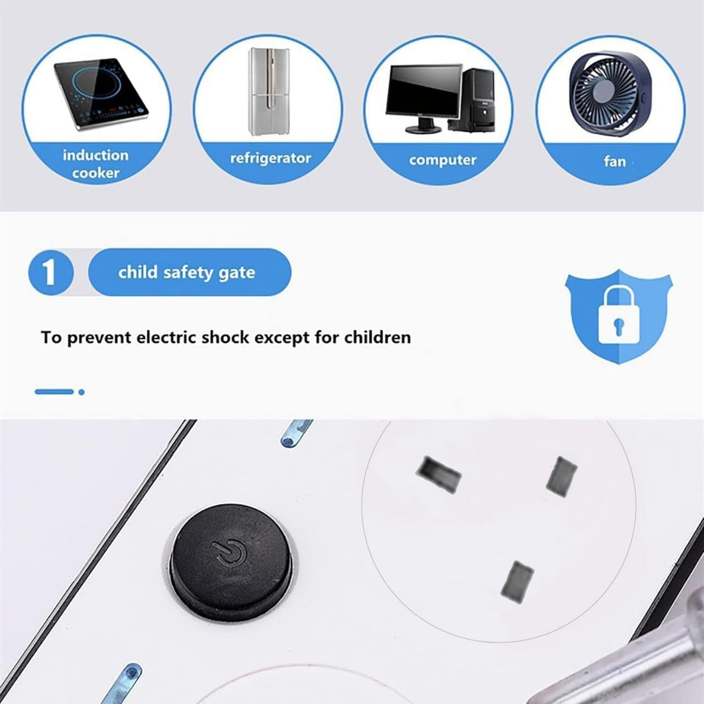 Extension Cord 5 Meter with 4 Outlets and 3 USB Ports, Power Strip with Surge Protection, Heavy Duty Extension Lead - White (4S+3U+5M)